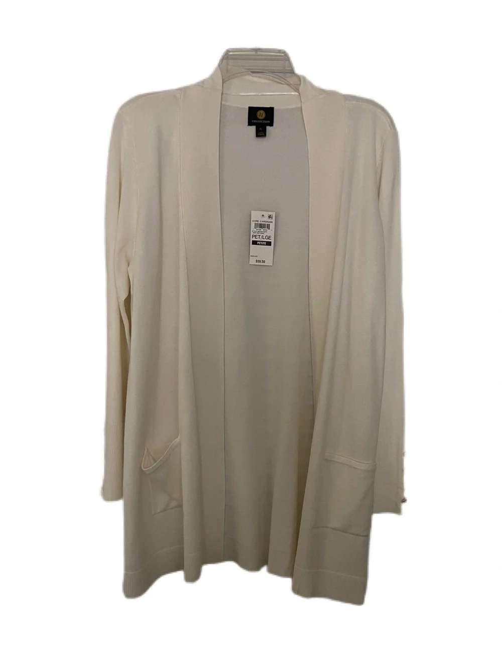 JM Collection Cream Open-Front Cardigan with Gold Buttons